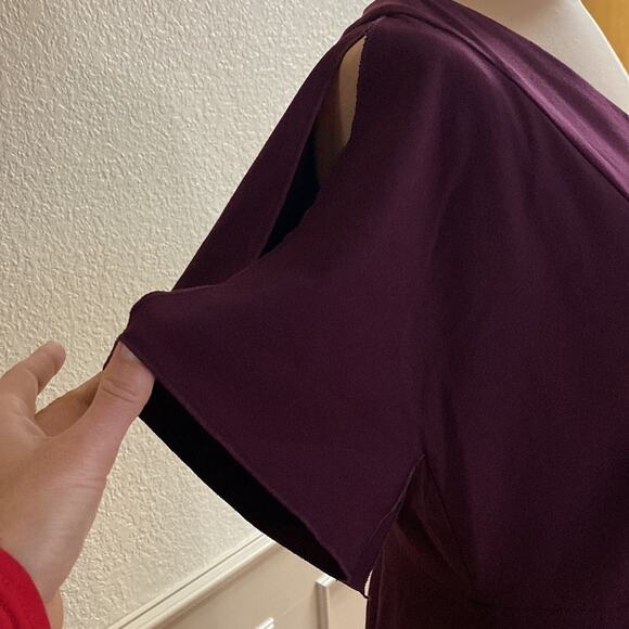 Ann Taylor wine red‎ academia fitted v neck split sleeve sheath mini dress - Picture 3 of 8